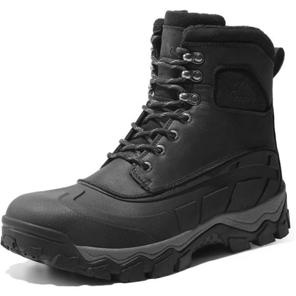 Men's Winter Boots Insulated Waterproof Snow Hiking Boots Black